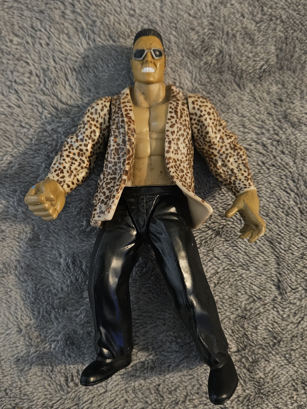 1998 The Rock Dwayne Johnson Action Figure WWF WWE Leopard Jacket